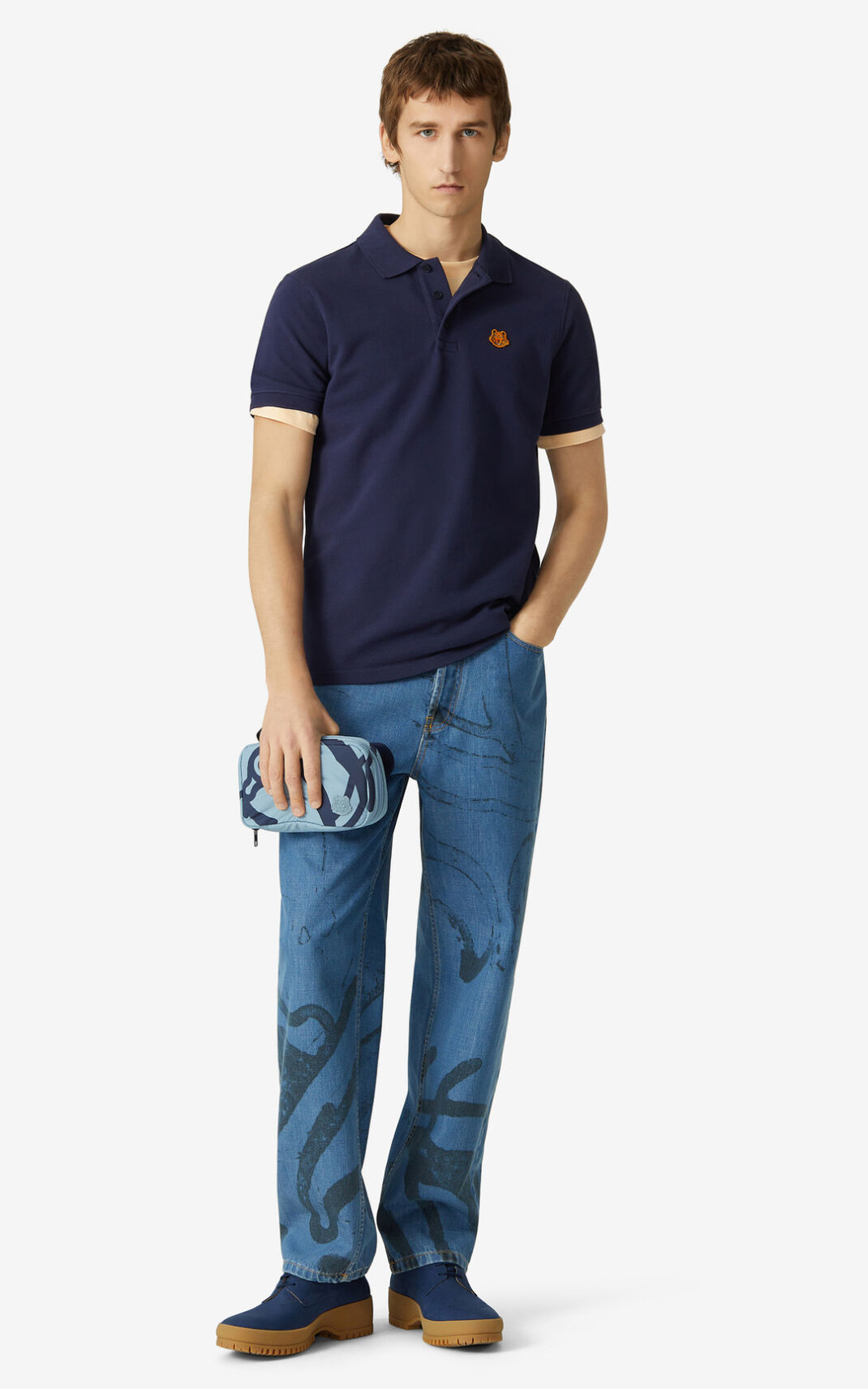 Polo Kenzo Tiger Crest Homme Bleu Marine Bleu | TIUO-47365